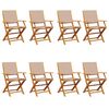 vidaXL Chaises de jardin pliantes lot de 8 taupe tissu et bois massif