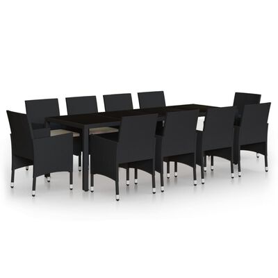 vidaXL Ensemble à dîner de jardin 11 pcs Résine tressée Noir