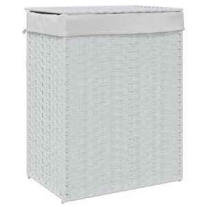 vidaXL Panier &agrave; linge avec couvercle blanc 46x33x60 cm r&eacute;sine tress&eacute;e