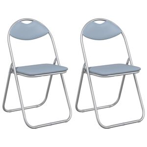vidaXL Chaise pliante 2 pc Simili cuir Gris 48 x 43,5 x 81 cm