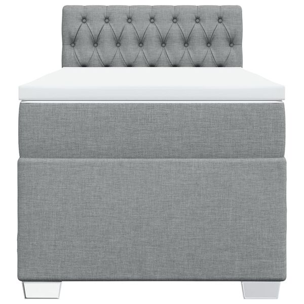 vidaXL Sommier &agrave; lattes de lit et matelas Gris clair 90x190 cm Tissu