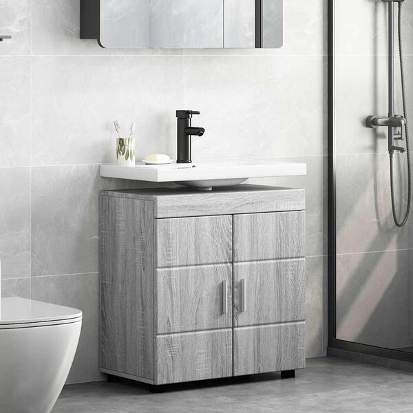 vidaXL Ensemble d'armoire de salle de bain TULUM Gris Sonoma