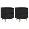 vidaXL Tables de chevet avec pieds en pin 2 pcs Noir 40x35x50 cm