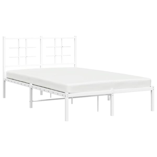 vidaXL Cadre de lit m&eacute;tal sans matelas et t&ecirc;te de lit blanc 120x200 cm