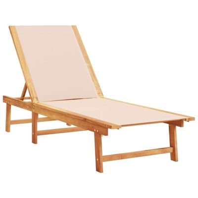 vidaXL Chaises longues lot de 2 crème bois acacia solide et textilène