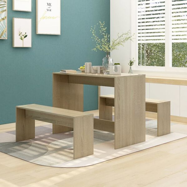 vidaXL Ensemble à manger 3 pcs Chêne sonoma Bois d'ingénierie
