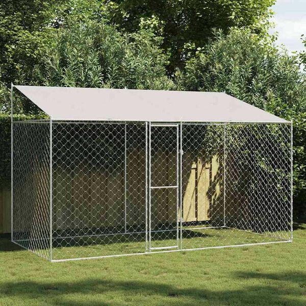 vidaXL Cage pour chien Argent 400 x 200 x 256 cm Acier galvanisé