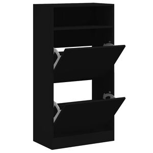 vidaXL Armoire &agrave; chaussures noir 60x34x116 cm bois d'ing&eacute;nierie