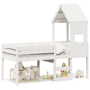 vidaXL Lit haut sans matelas blanc 75x190 cm bois de pin massif