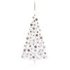 vidaXL Demi-arbre de Noël artificiel pré-éclairé et boules blanc 150cm