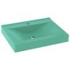vidaXL Lavabo avec trou de robinet Vert clair mat 60x46 cm C&eacute;ramique