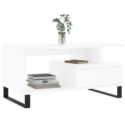 vidaXL Table basse Blanc 90x49x45 cm Bois d'ingénierie