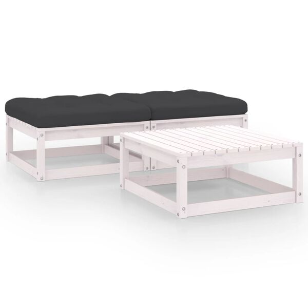 vidaXL Salon de jardin 3 pcs avec coussins Bois de pin massif