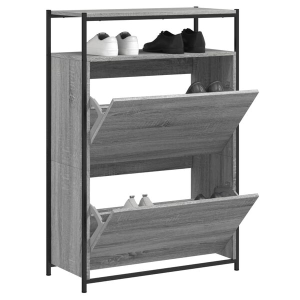 vidaXL Armoire &agrave; chaussures sonoma gris 75x34x112 cm bois d'ing&eacute;nierie
