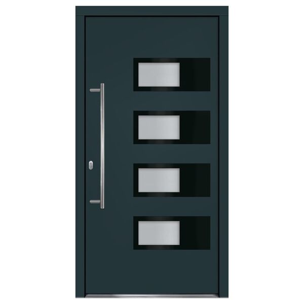 vidaXL Porte d'entr&eacute;e Anthracite 100x200 cm Aluminium et PVC