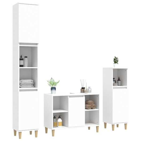 vidaXL Ensemble de meubles salle de bain 3 pcs blanc bois d'ing&eacute;nierie