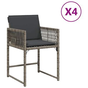 vidaXL Chaises de jardin avec coussins lot de 4 gris r&eacute;sine tress&eacute;e