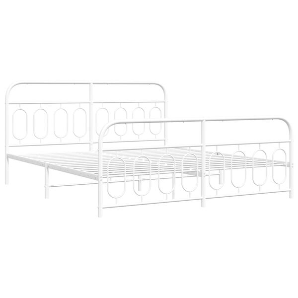 vidaXL Cadre de lit métal sans matelas et pied de lit blanc 180x200 cm