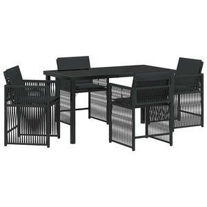 vidaXL Ensemble de salle &agrave; manger pour jardin 5 pcs Noir polyrotin