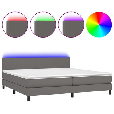vidaXL Sommier à lattes de lit avec matelas et LED Gris 200x200 cm