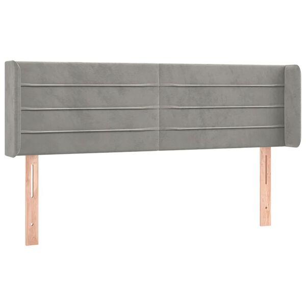 vidaXL T&ecirc;te de lit avec oreilles Gris clair 147x16x78/88 cm Velours