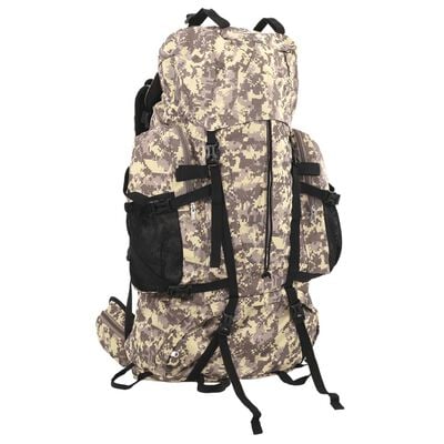 vidaXL Sac à dos de randonnée marron camouflage 60 L tissu oxford