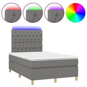 vidaXL Sommier &agrave; lattes de lit et matelas et LED Gris fonc&eacute; 120x200 cm