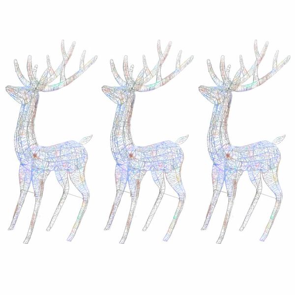 vidaXL Rennes de Noël XXL Acrylique 250 LED 3 pcs 180 cm Multicolore