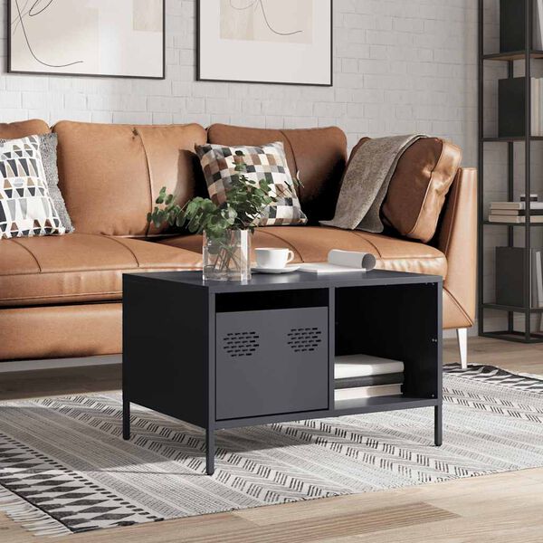 vidaXL Table basse anthracite 68,5x50x43,5 cm acier lamin&eacute; &agrave; froid