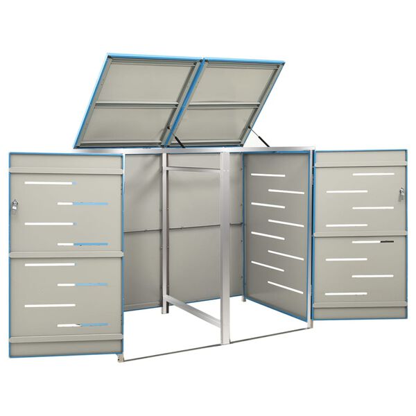 vidaXL Abri pour deux poubelles 138x77,5x115,5 cm Inox