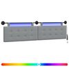 vidaXL T&ecirc;te de lit suspendue Avec lumi&egrave;re LED Gris clair Tissu