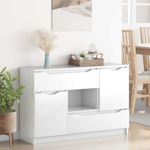 vidaXL Buffet Blanc brillant 100 x 30 x 65,6 Bois d'ing&eacute;nierie