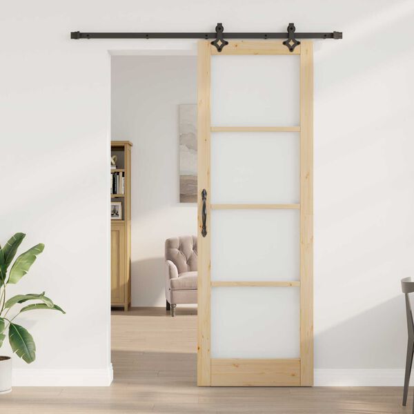 vidaXL Porte coulissante ORKDAL Naturel et Noir 78 x 232 cm