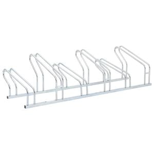 vidaXL Support de v&eacute;lo au sol autoportant pour 6 v&eacute;los acier galvanis&eacute;