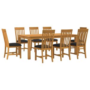vidaXL Ensemble de salle &agrave; manger 9 pc Noir Bois de ch&ecirc;ne massif
