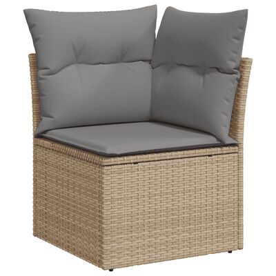 vidaXL Salon de jardin avec coussins 7 pcs beige résine tressée