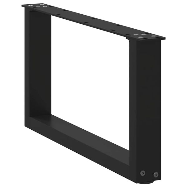 vidaXL Pieds de table basse en U, 2 pi&egrave;ces, noir, 70 x (30-31) cm, acier