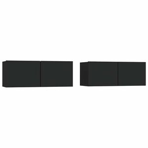 vidaXL Meubles TV 2 pcs Noir 80x30x30 cm Bois d'ing&eacute;nierie
