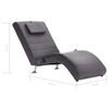 vidaXL Chaise longue de massage avec oreiller gris similicuir