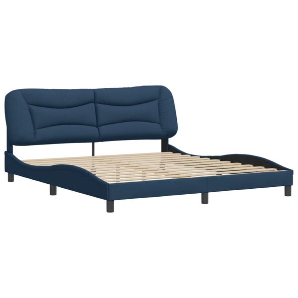 vidaXL Cadre de lit sans matelas Hvar bleu 180x200 cm tissu