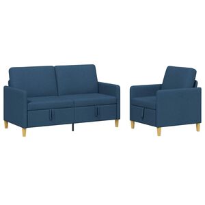 vidaXL Canap&eacute; avec rangement 2 pc Bleu Polyester