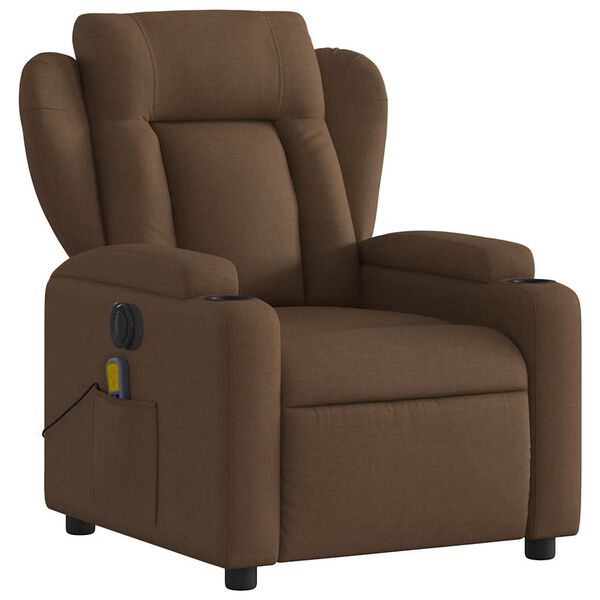 vidaXL Fauteuil inclinable de massage &eacute;lectrique marron tissu