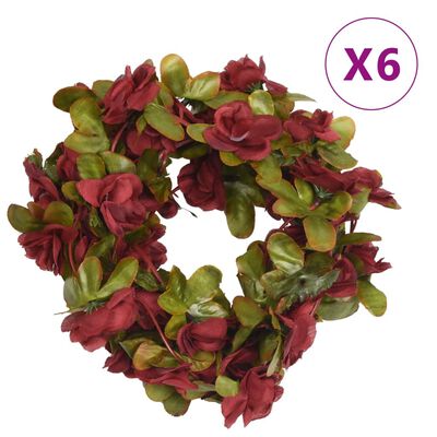 vidaXL Guirlandes de fleurs de Noël 6 pcs rouge bordeaux 250 cm