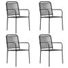vidaXL Chaises de jardin lot de 4 Corde en coton et acier Noir