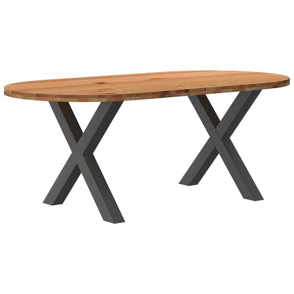 vidaXL Table &agrave; manger marron clair bois de ch&ecirc;ne massif ovale