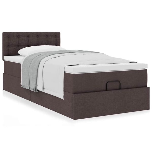 vidaXL Lit ottoman avec matelas marron fonc&eacute; 90x200 cm tissu