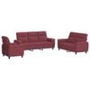 vidaXL Ensemble de Canap&eacute;s 3 pcs Bordeaux Tissu