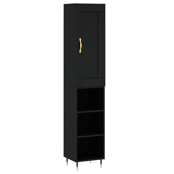 vidaXL Buffet haut Noir 34,5x34x180 cm Bois d'ing&eacute;nierie