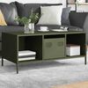 vidaXL Table basse vert olive 101,5x50x43,5 cm acier lamin&eacute; &agrave; froid