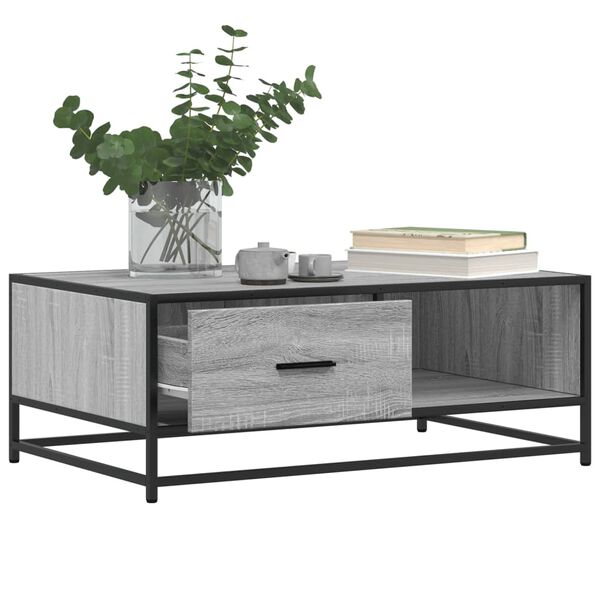 vidaXL Table basse sonoma gris 90x57x35 cm bois d'ingénierie et métal